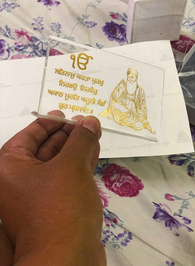 shree kreations Gold Plated Guru Nanak Ji's Mool Mantra Ek Onkar Frames Showpiece on Acrylic Stand for Tabletop Decor, Car Dashboard, Home, Office Table - Image 5